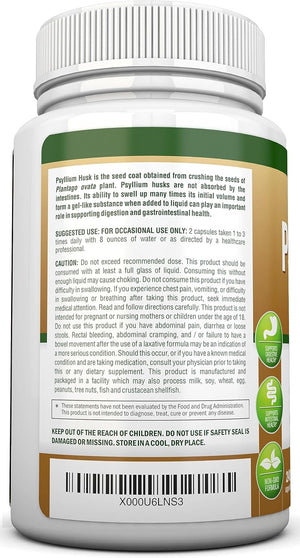 PSYLLIUM Husk Capsules - 1450Mg per Serving - 240 Capsules - Premium Psyllium Fiber Supplement - Great for Digestion and Regularity - 100% Natural Soluble Fiber