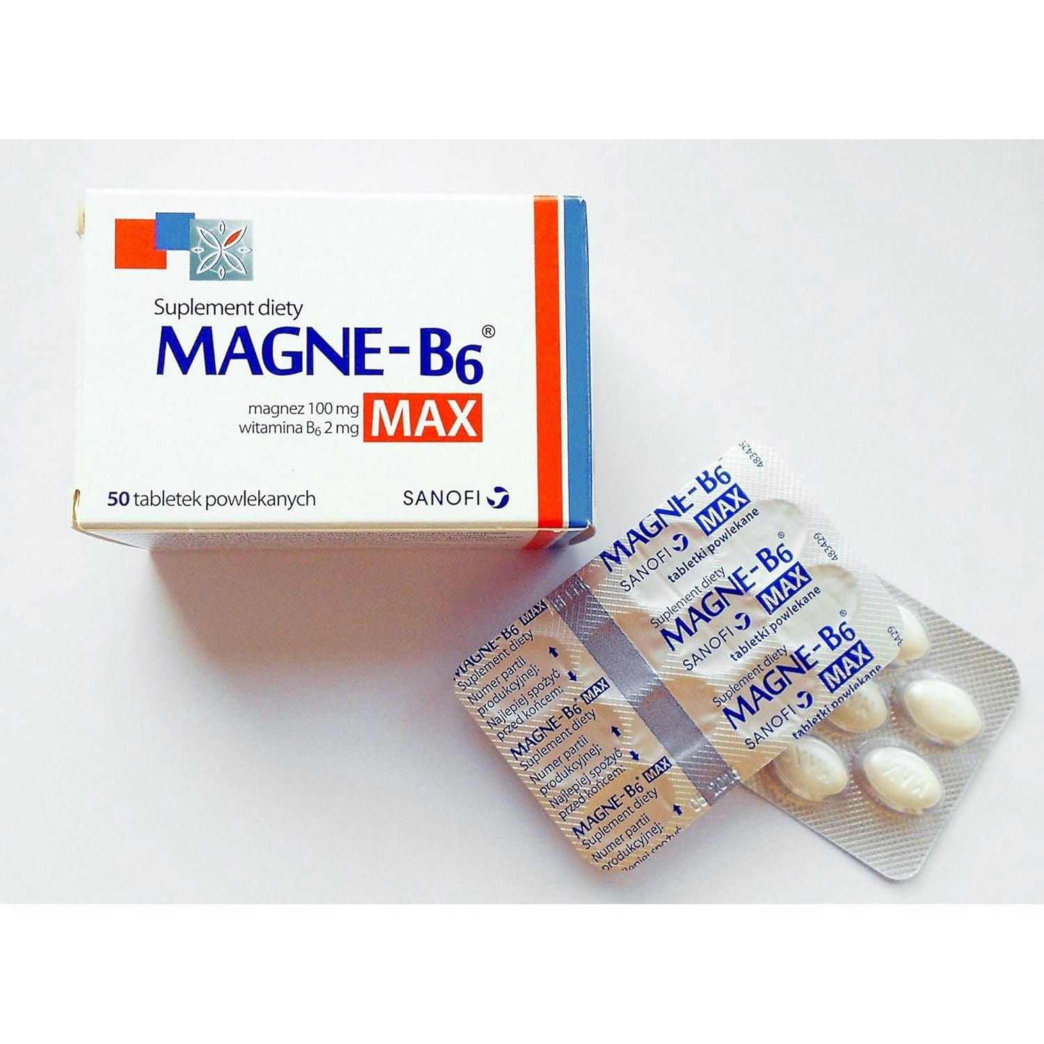 MAGNE B6 MAX - 50 Capsules - Is a Dietary Supplement Containing in Its Composition Magnesium and Vitamin B6, for People Suffering Weakness, Fatigue, Twitching Eyelids and Muscle Spasms