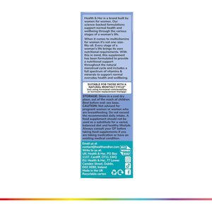 Health & Her Multivitamin for Women with Monthly Natural Cycles - Supplements for Women - Nutrition and Wellbeing Support for Menstrual Cycle - 1 Month Supply, 60 Tablets - Vegan & Gluten Free