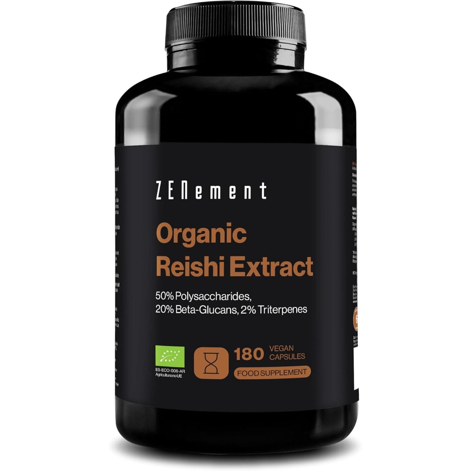 Pure Organic Reishi 12000 Mg | 180 Vegan Capsules for 6 Months | with 50% Polysaccharides, 20% Beta-Glucans, and 2% Triterpenes | Ganoderma Lucidum | Antioxidant, Energizing | No Additives | Zenement