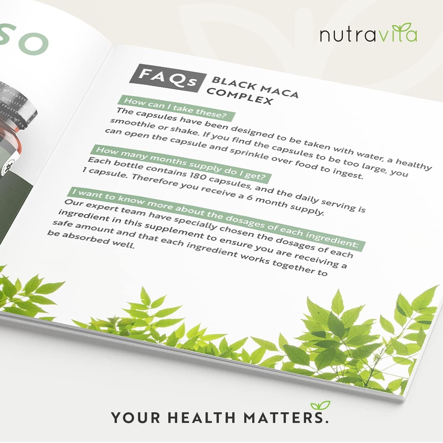 Maca Root Capsules 5000Mg (High Strength) – 180 Vegan Black (6 Month Supply) Not Tablets 100% Peruvian with L-Arginine, Panax Ginseng & Pepper Made in UK by Nutravita