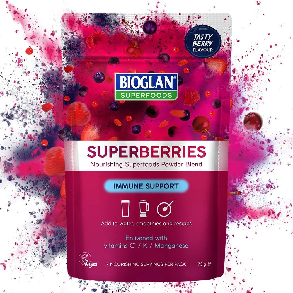 Bioglan Superfoods Superberries | Vitamin C | Manganese | 70G, Red, Pack of 1