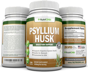 PSYLLIUM Husk Capsules - 1450Mg per Serving - 240 Capsules - Premium Psyllium Fiber Supplement - Great for Digestion and Regularity - 100% Natural Soluble Fiber