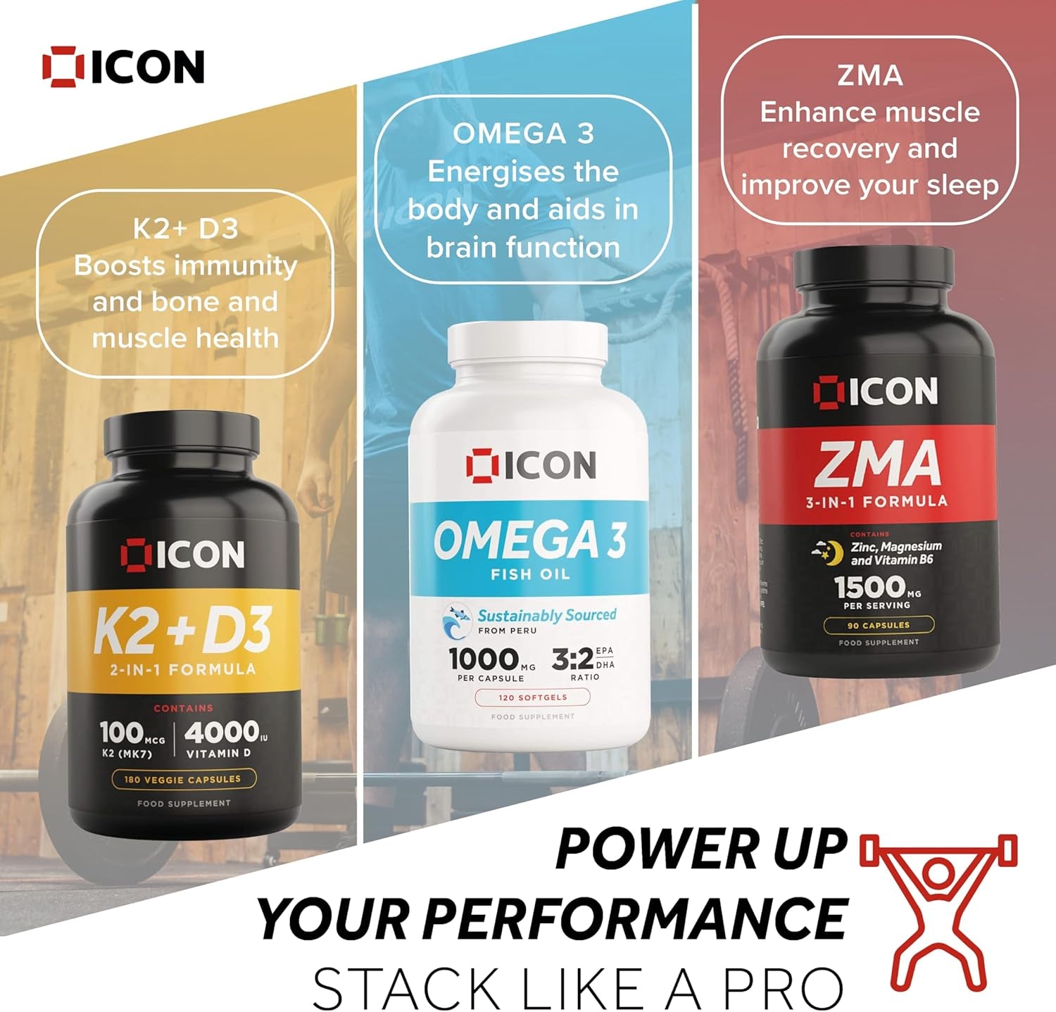 ICON Nutrition ZMA Supplement - 1500Mg per Serving, Sleep Vitamin Supplement, 3-In-1 Formula, Better Sleep Performance, Muscle Strength, Zinc, Magnesium and Vitamin B6-90 Tablets (1 Month Supply)
