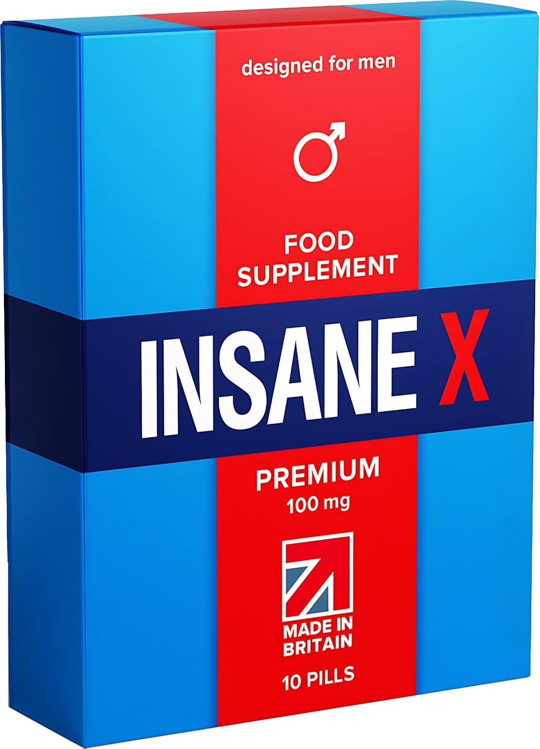 10 INSANE X Premium - Extra Strong Pills for Men UK - Natural Fast-Acting Maca Ginseng Tablets for Men - for Enhanced Performance