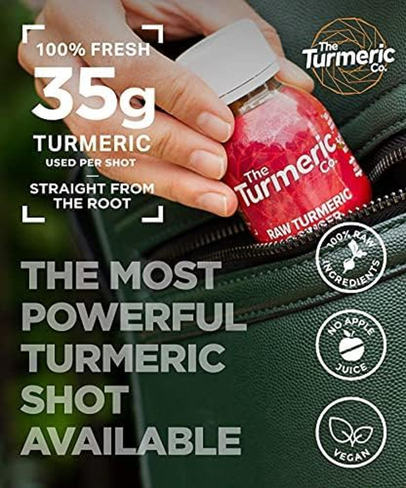 The Turmeric Co Ginger Shots - 28X60Ml Fresh & Raw Pressed Ingredients Turmeric and Ginger Immune System Booster Shots, Natural Energy Drink, No Added Sugars, Created by a Premier League Footballer