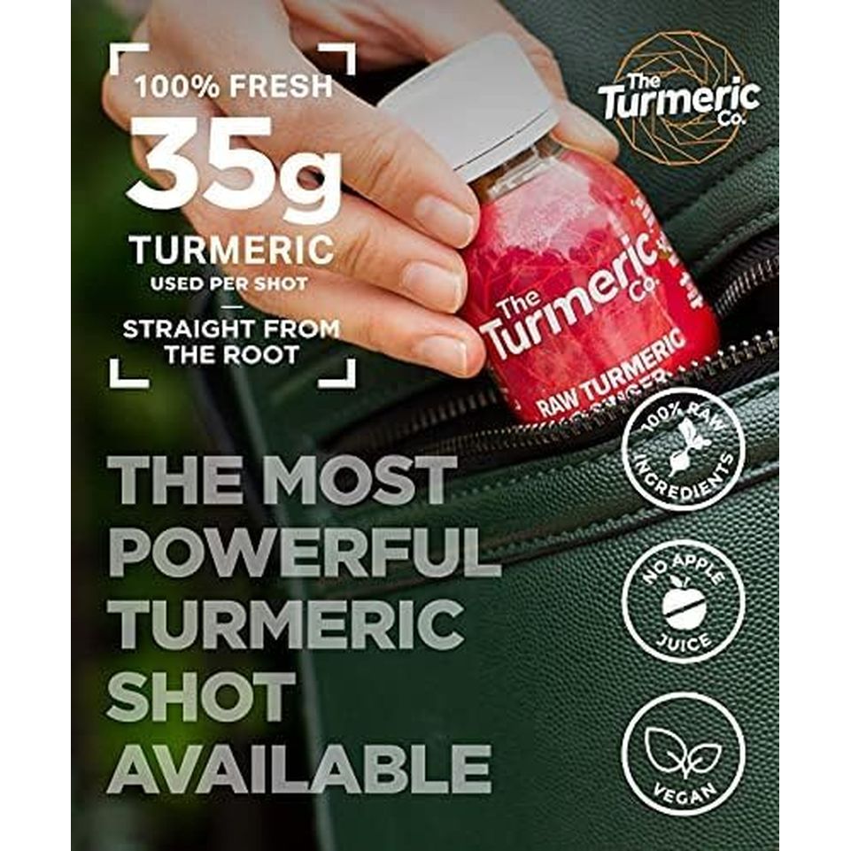The Turmeric Co Ginger Shots - 28X60Ml Fresh & Raw Pressed Ingredients Turmeric and Ginger Immune System Booster Shots, Natural Energy Drink, No Added Sugars, Created by a Premier League Footballer