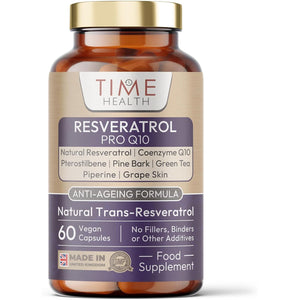Resveratrol Pro Q10 - Trans-Resveratrol, Coenzyme Q10, Pterostilbene, Pine Bark, Green Tea, Grape Skin, Piperine - Split Dose for Maximum Benefits - UK Manufactured - Zero Additives - 60 Capsules