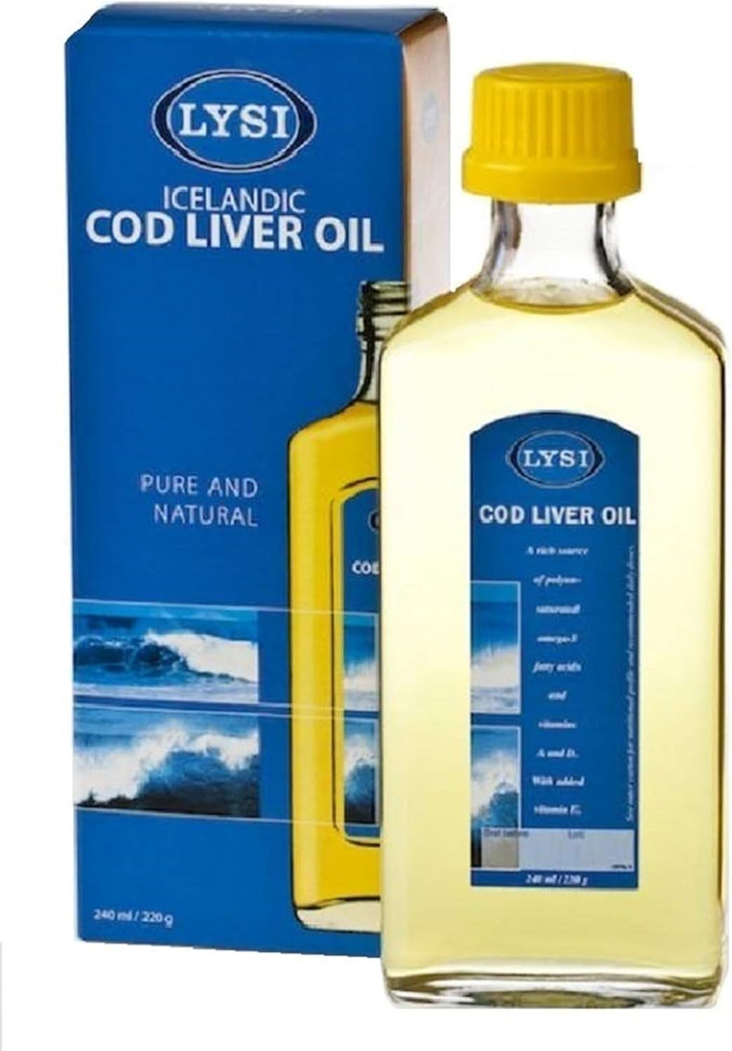 Lysi Icelandic Fish Cod Liver Oil 240 Milligram Liquid Natural Flavour from 6 Months Onwards