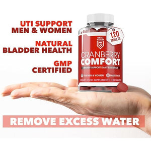 Cranberry Comfort Urinary Support Supplement – UTI & Bladder Support, Natural Urinary Tract Health Supplement for Women & Men – 120 Tablets – Made in the UK, Vegan Friendly