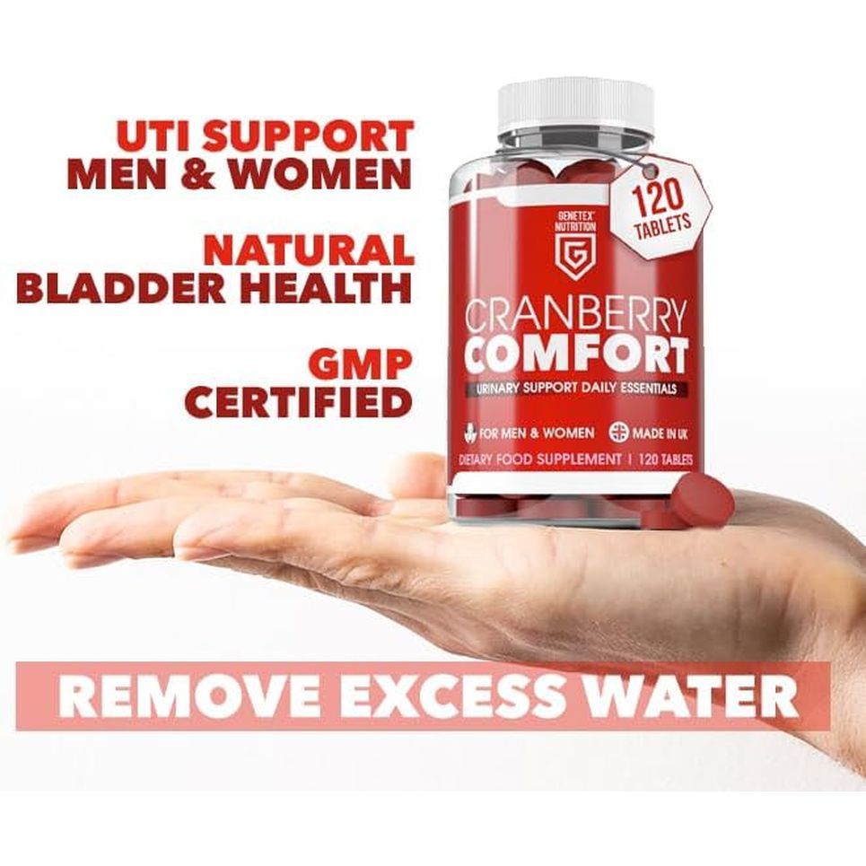 Cranberry Comfort Urinary Support Supplement – UTI & Bladder Support, Natural Urinary Tract Health Supplement for Women & Men – 120 Tablets – Made in the UK, Vegan Friendly