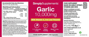 High-Strength Odourless Garlic Capsules | Supports Heart, Normal Blood Circulation & Immune Health | with Vitamin C, Iron & Thiamine | Vegan Friendly | 180 Capsules = 3 Months’ Supply | UK Made