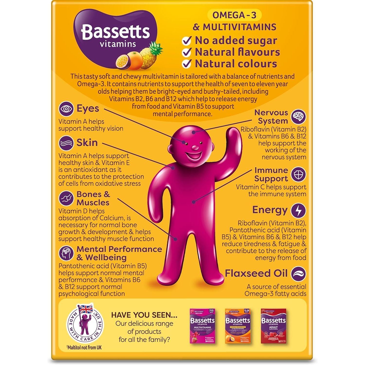 Bassetts Vitamins 7-11 Years Omega 3 Tropical Flavour Multivitamins 30 Gummies