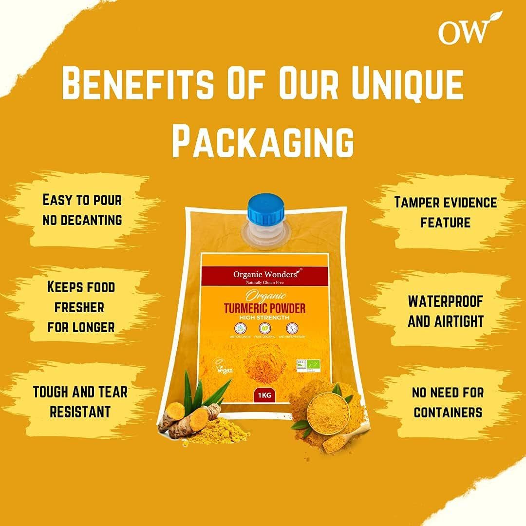 Organic Turmeric Powder (1Kg) | 200+ Servings | High Strength | Premium Curcumin | Golden Superfood | Anti-Inflammatory & Antioxidants I 100% Pure & Natural by Organic Wonders®