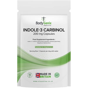 Bodygenix Indole-3 Carbinol 200Mg Vegan Capsules Hormonal Balance Immune System Detoxification Support Natural Food Supplement - 30 Capsules 1 Month Supply