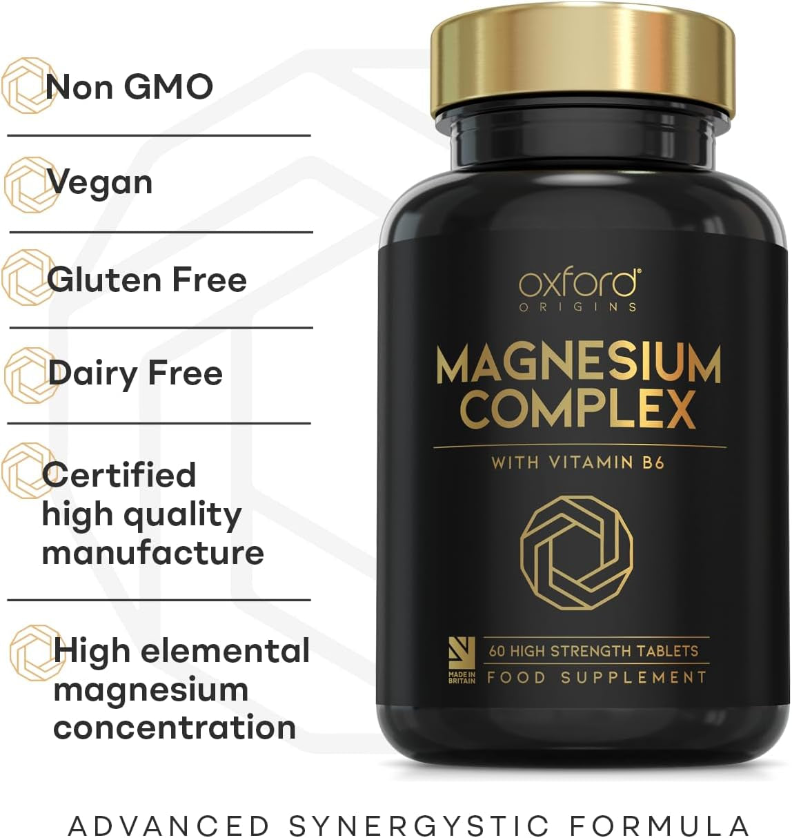 Advanced Magnesium Complex with Vitamin B6 | Made in the UK | Magnesium Supplements for Restless Leg Syndrome Relief, Leg Cramps & Sleep | Mag Citrate, Oxide & VIT B6 | 60 Capsules
