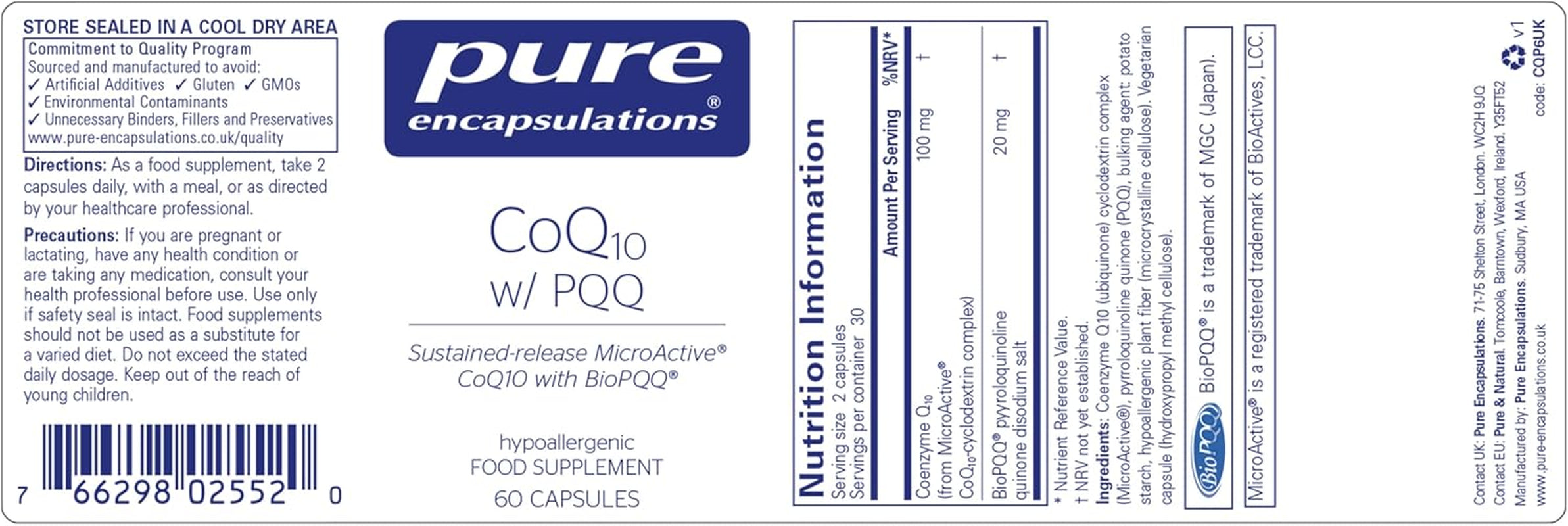 Pure Encapsulations Coq10 – SR with PQQ - Protects from Oxidative Stress, Supports Immune System - 60 Capsules