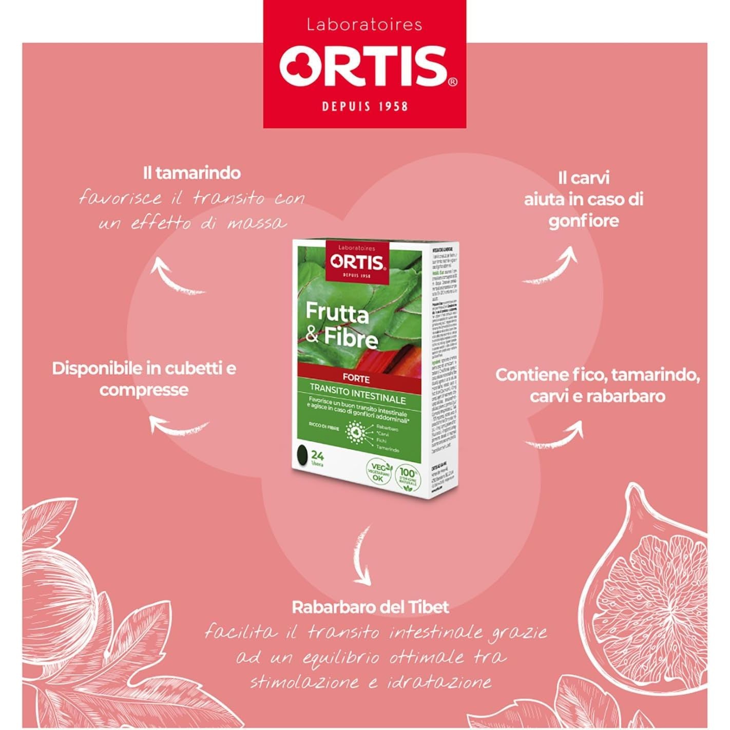 Ortis Frutta&Fibre Forte Integratore Transito Intestinale 24 Compresse