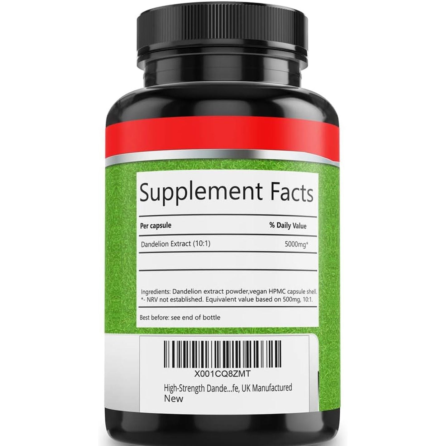 High-Strength Dandelion Extract Capsules (10:1) 5,000Mg per Capsule - 90 per Bottle, Vegan Safe, UK Manufactured