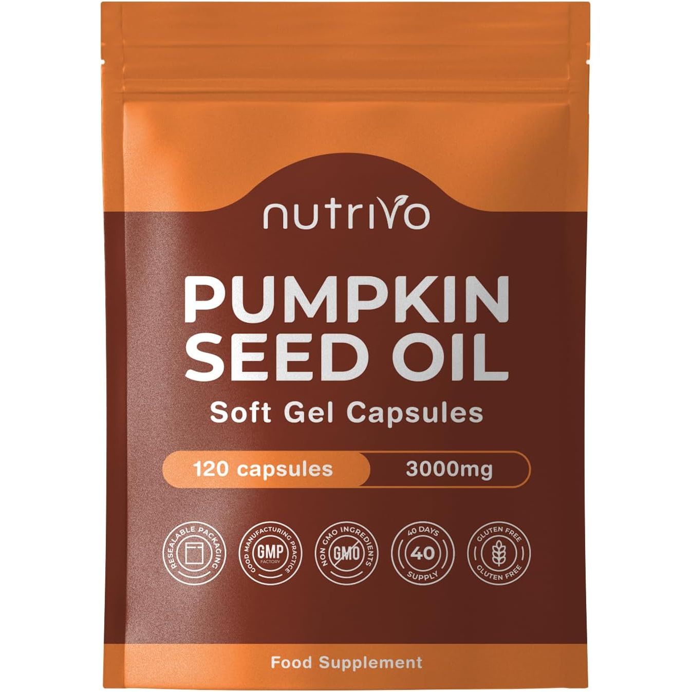 Pumpkin Seed Oil Capsules 1000Mg (3000Mg per 3 Soft Gel Serving) | 120 Capsules | Cold Pressed | Pumpkin Seed Oil for Hair, Prostate and Bladder | UK Made