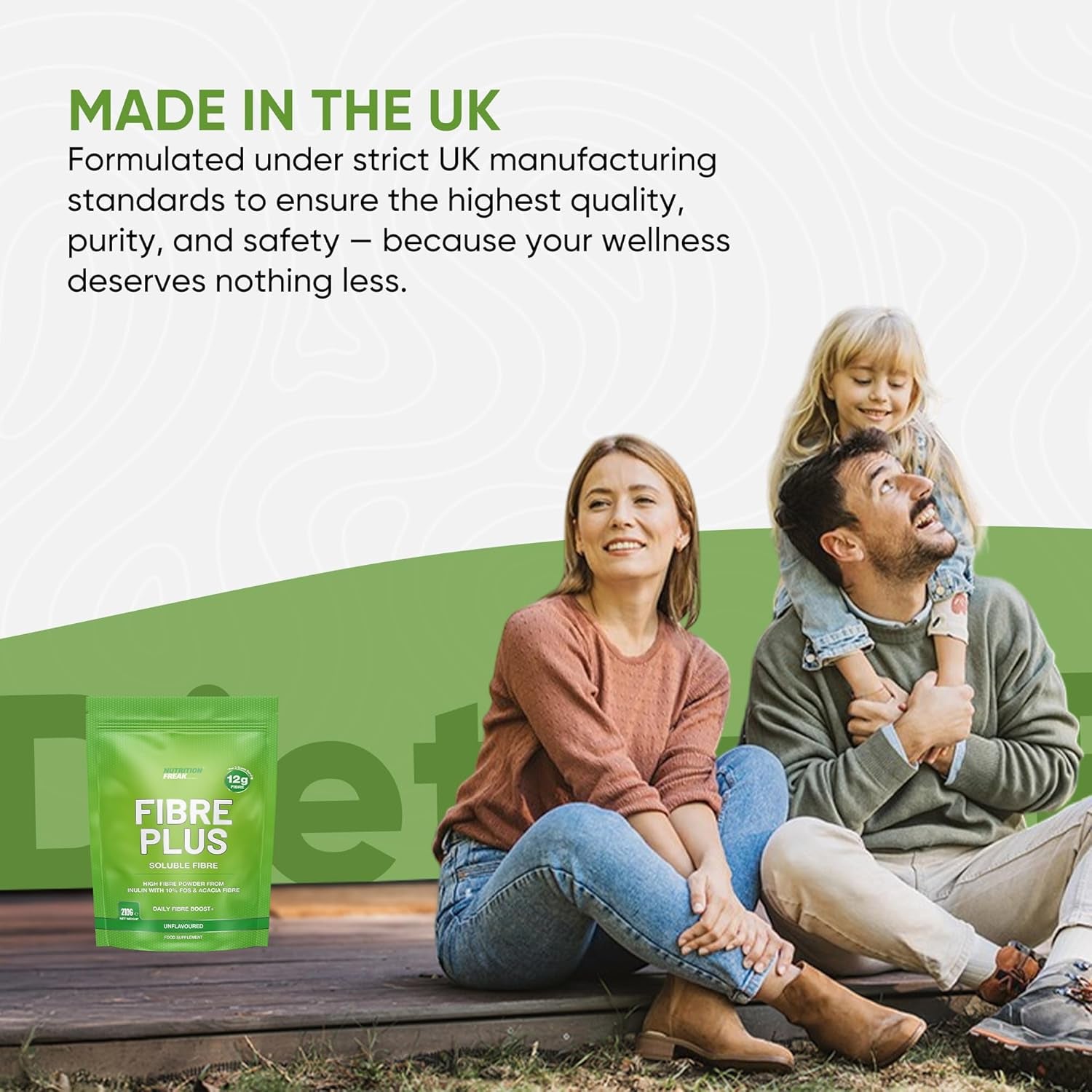 Soluble Fibre Powder Supplement 210G - Prebiotic Soluble Fibre Powder from Multiple Sources - 12G Fibre per 2 Scoop Serving - Fibre Supplement for Men & Women UK Made