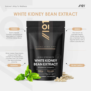 White Kidney Bean Extract 7500Mg – High Strength 1,500 AAIU Phaseolamin – 90 Vegan Capsules – Resealable and Recyclable Pouch – 3 Months Supply – by Alpha01