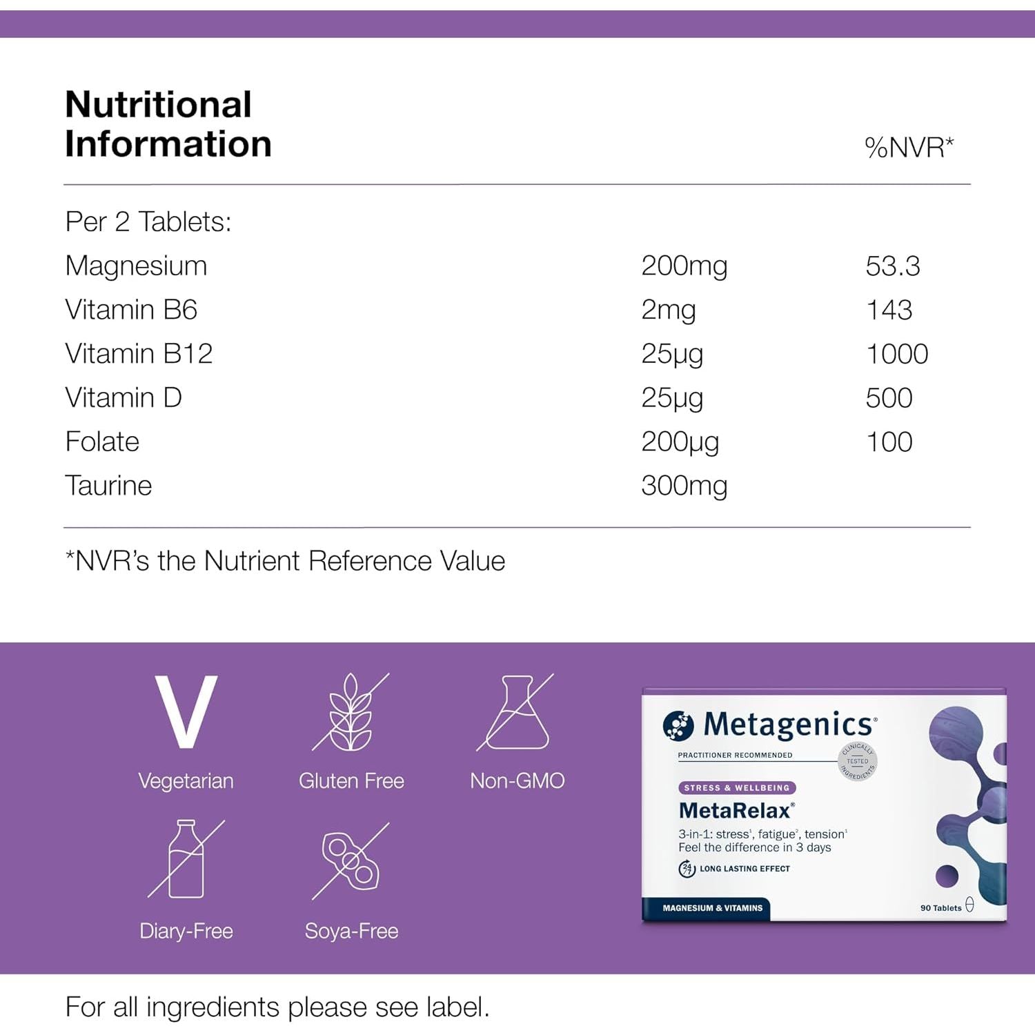 Metagenics Metarelax Magnesium Supplement - Stress Relief, Relaxation & Energy Support - 90 Tablets