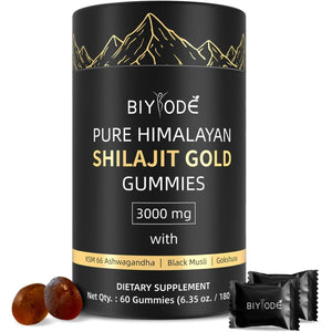 Shilajit Gummies - Pure Himalayan Shilajit Gummies Gold, Fulvic Acid & 85+ Trace Minerals I - Vegan, Non-Gmo,Individually Wrapped for Travel - 60 Gummies