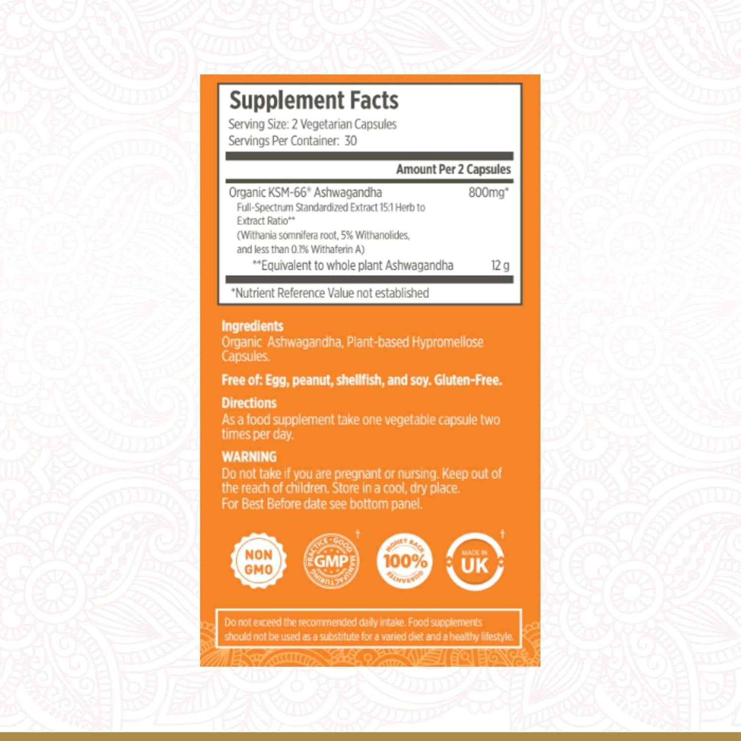 Organic Ashwagandha KSM 66 Capsules | Ashwagandha High Strength | Certified Organic by Soil Association | Ashwagandha Capsules | Ashwaganda KSM-66 | Withania Somnifera | KSM66 | UK Made | 60 Tablets
