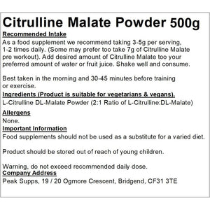 Citrulline Malate Powder | Pure | 2 to 1 Ratio (500G)