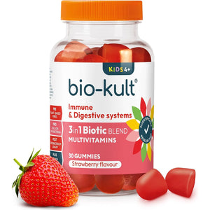 Bio-Kult 3In1 Gut Health Gummies for Kids | 2B CFU + Multivitamins | Strawberry Flavour | Ages 4+ | 30 Probiotic Gummies