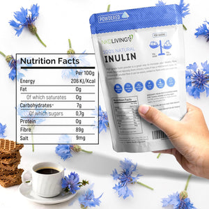 NKD Living Inulin High Grade Prebiotic Fibre Powder (1 Kg) - Manufactured in the EU - Fibre Prebiotic Supplement
