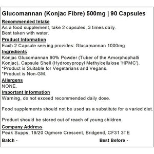 Glucomannan Capsules 500Mg | Konjac Fibre | Vegan (90)