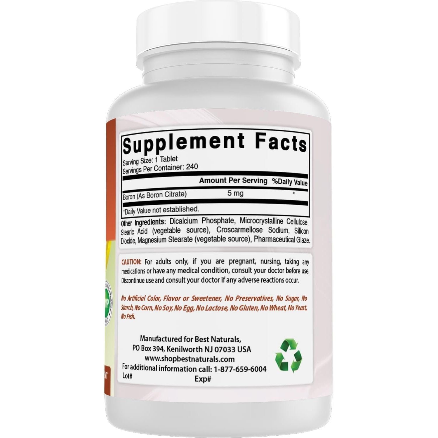 Best Naturals Boron Supplements 5 Mg 240 Tablets