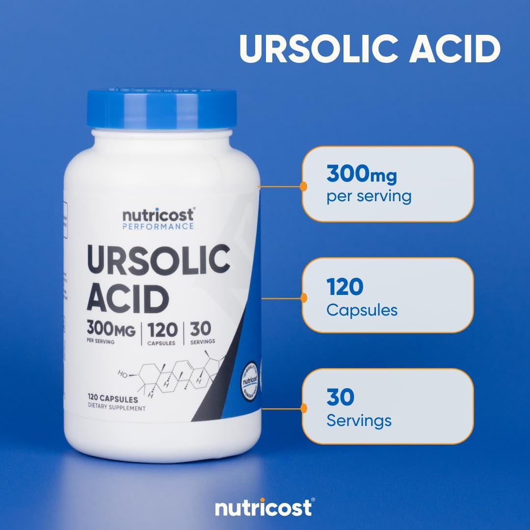 Nutricost Ursolic Acid 300Mg, 120 Capsules - Vegetarian, Non GMO, Gluten Free, Soy Free
