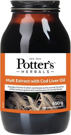 Potter'S Malt with Cod Liver Oil and Butterscotch| 650G Bottle Natural Sweetener in the Form of Maltose| Valuable Source of Omega-3 Fatty Acids, with Vitamins A, D, E