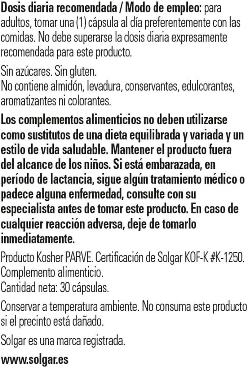 Solgar L-Glutathione Reduced 50 Mg Vegetable Capsules - Pack of 30 - Detoxification of the Liver - Glutamic Acid, Cysteine and Glycine - Vegan, Gluten Free and Kosher