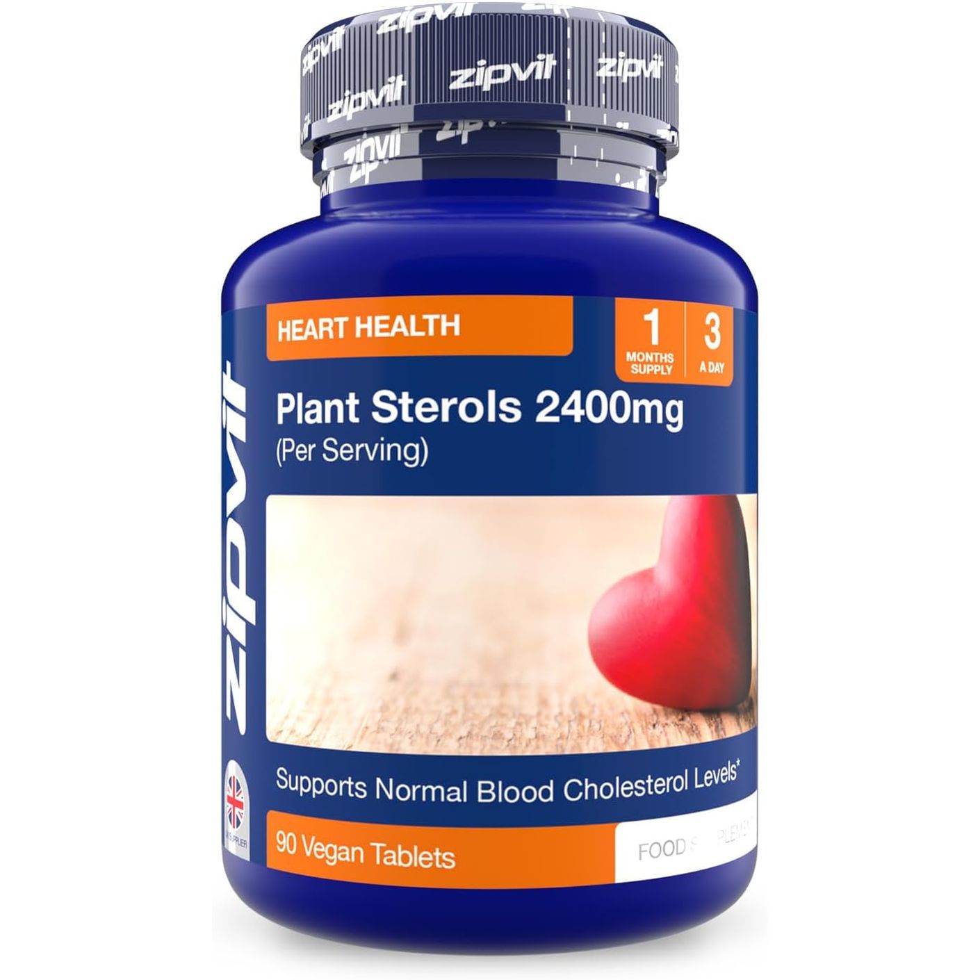 Zipvit Plant Sterols High Strength 2400Mg, 90 Vegan Tablets, Supports Maintenance of Normal Blood Cholesterol, Vegan and Vegetarian Friendly