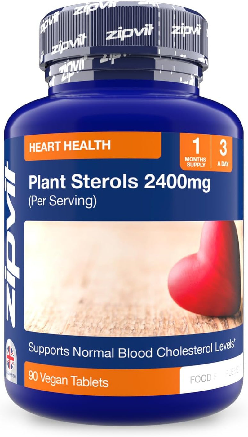 Zipvit Plant Sterols High Strength 2400Mg, 90 Vegan Tablets, Supports Maintenance of Normal Blood Cholesterol, Vegan and Vegetarian Friendly