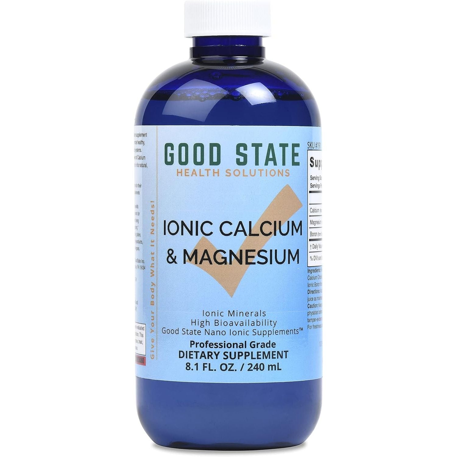 Good State | Ionic Calcium & Magnesium | Natural | Nano Sized Mineral Technology | Professional Grade | Supports Healthy Absorption of Minerals Levels | 48 Servings | 8 Fl Oz Bottle