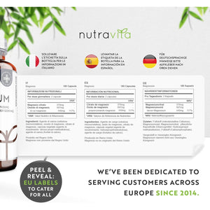 Super Strength 1480Mg – 180 Vegan Magnesium Citrate Capsules Not Magnesium Tablets – High Absorption, Premium Magnesium Supplements – 90 Days Supply – Made in the UK by Nutravita