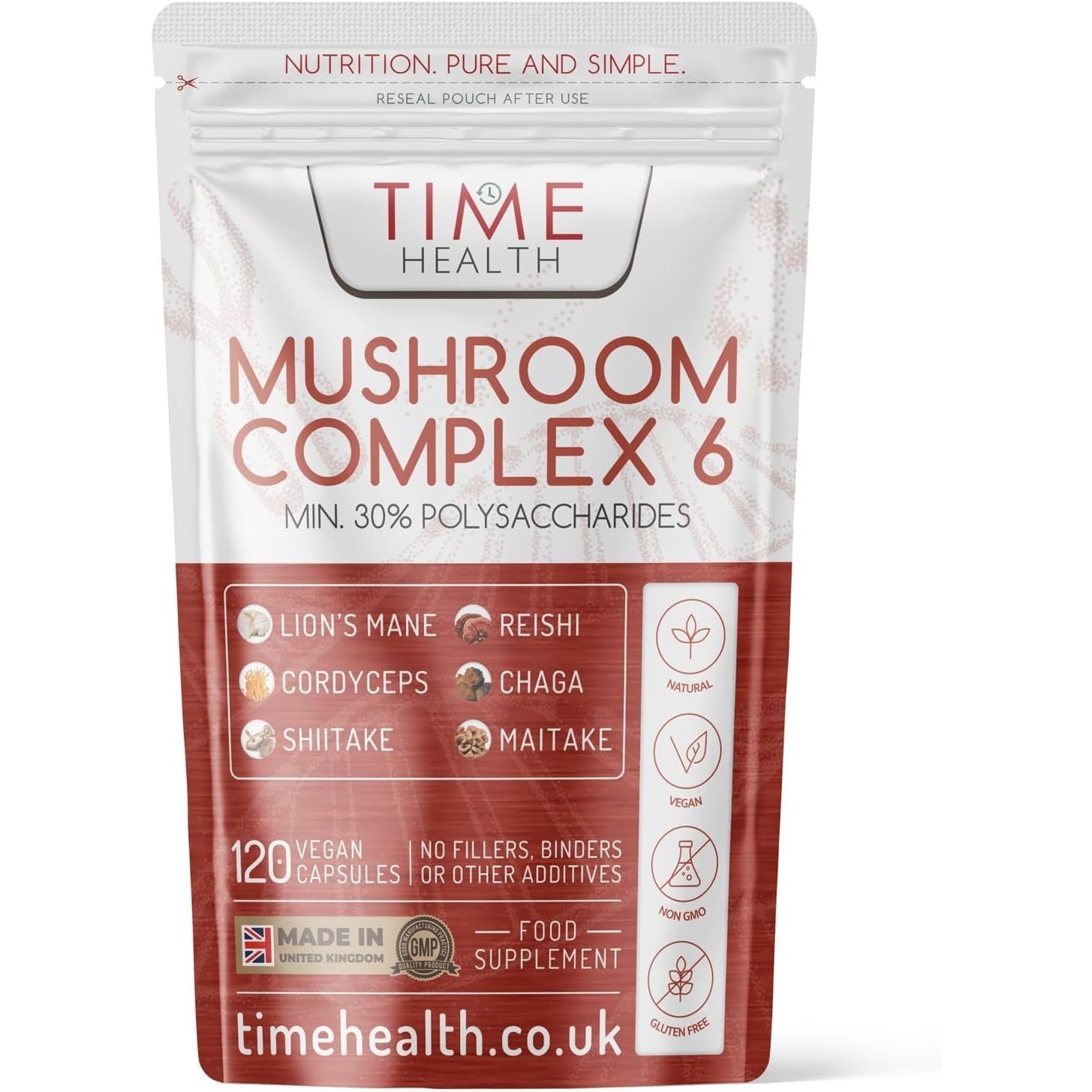 Mushroom Complex 6 | 120 Capsules | MAXIMUM STRENGTH | Chaga, Cordyceps, Shiitake, Reishi, Lions Mane, Maitake | Zero Additives | 100% Vegan | UK Made | the Original Mushroom Complex Formula in the UK