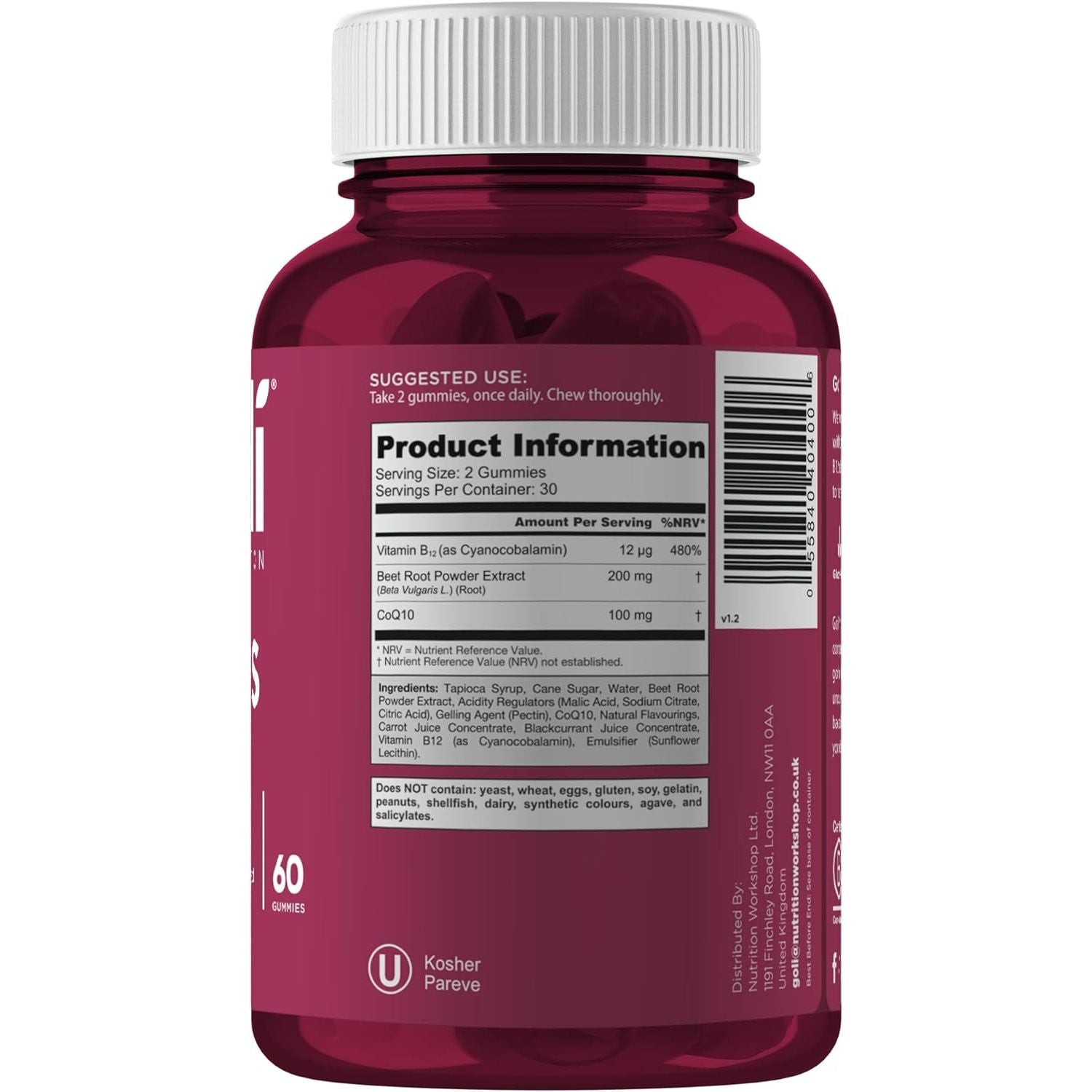 Goli Nutritional Supplement, Beets Cardio Gummy - 60 Count - 100Mg Coq10 & Beet Root Extract - Gluten-Free, Vegan, Non-Gmo, and Gelatin-Free. Nature'S Great Superfood.