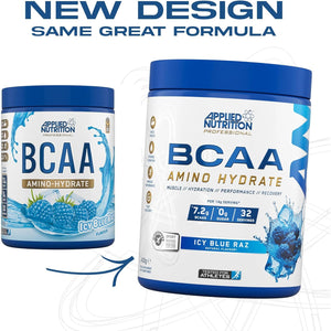 Applied Nutrition BCAA Powder - Branched Chain Amino Acids Bcaas Supplement, Amino Hydrate Intra Workout & Recovery Energy Drink (450G - 32 Servings) (ICY Blue Raz)
