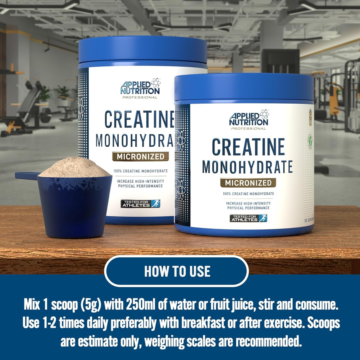 Applied Nutrition Creatine Monohydrate Powder 500G – 100% Micronized Creatine – 5G per Serving – Unflavoured – Supports High-Intensity Performance – 100 Servings