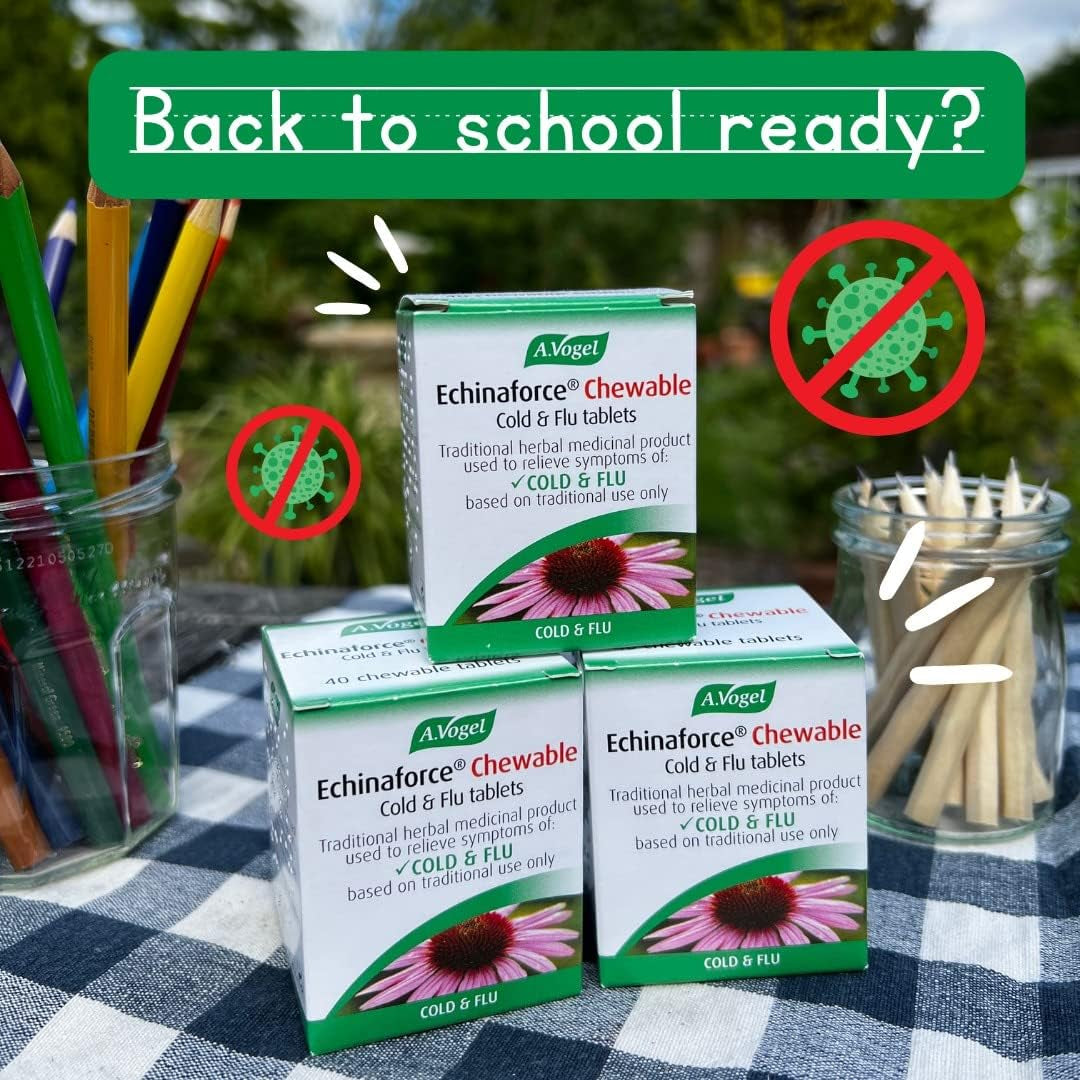A.Vogel Echinaforce Chewable Cold & Flu Tablets | Relieve Cold & Flu Symptoms | Extracts of Fresh Echinacea | 80 Tablets