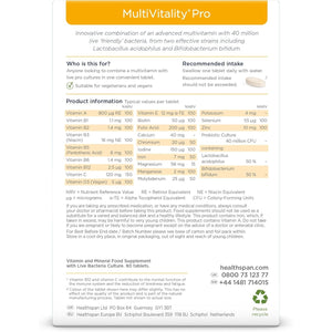 Healthspan Multivitamin with Live Cultures (90 Tablets) | Supports Immune Health | Maintain Energy Levels | Multivitamin & Live Bacteria Cultures | Added Vitamins C & D3 | Vegan