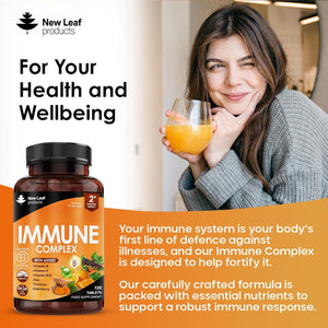 Vitamin D3 Immune Booster Complex - with Vitamins D,C, B12, Zinc, Turmeric & Elderberry - Immune Support - Made in the UK - Immunity Booster by New Leaf 120 Tablets