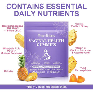 Feminine Balance Gummies, 60 Gummies Vegan Hawaiian Pineapple Flavor - Women’S Health PH Levels- Immune Support - Vegan & Gluten-Free