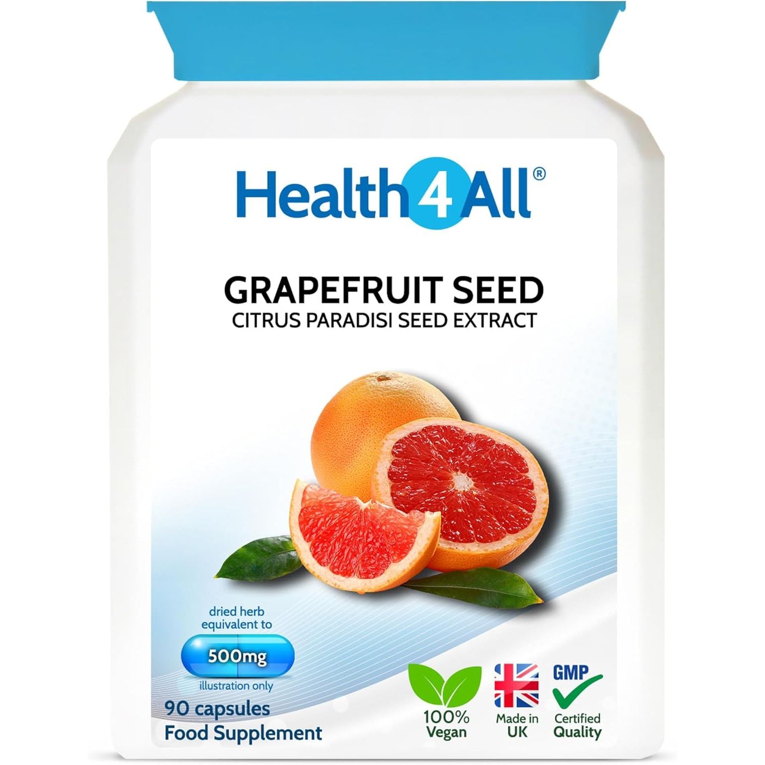 Health4All Grapefruit Seed Extract (GSE) 90 Capsules for Candida and Utis. Herbal Antifungal Candida Cleanse Supplement Capsules (Not Tablets), Vegan | Made in UK